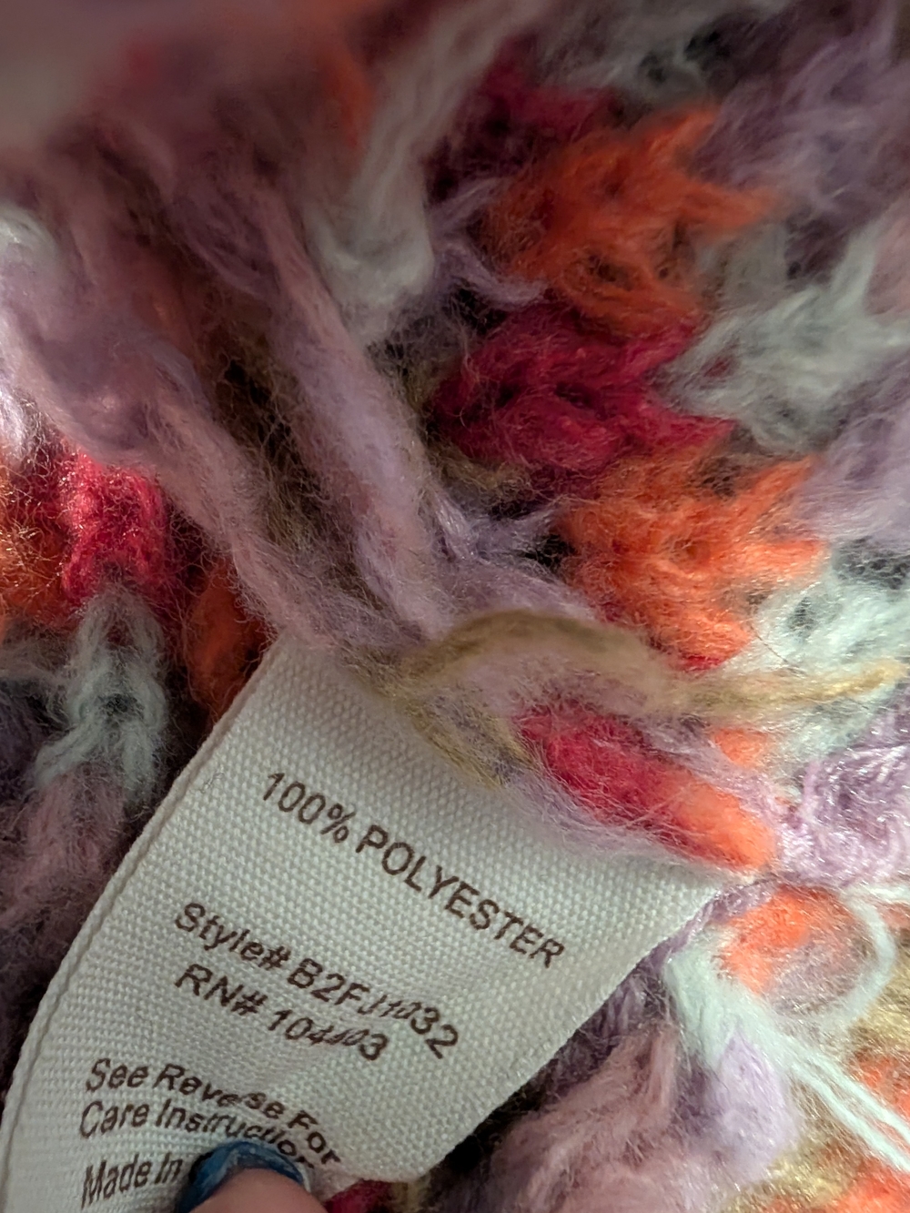 Blu Pepper Multicolor Slightly Knit Sweater - Lavender, Pink, Orange, Cream